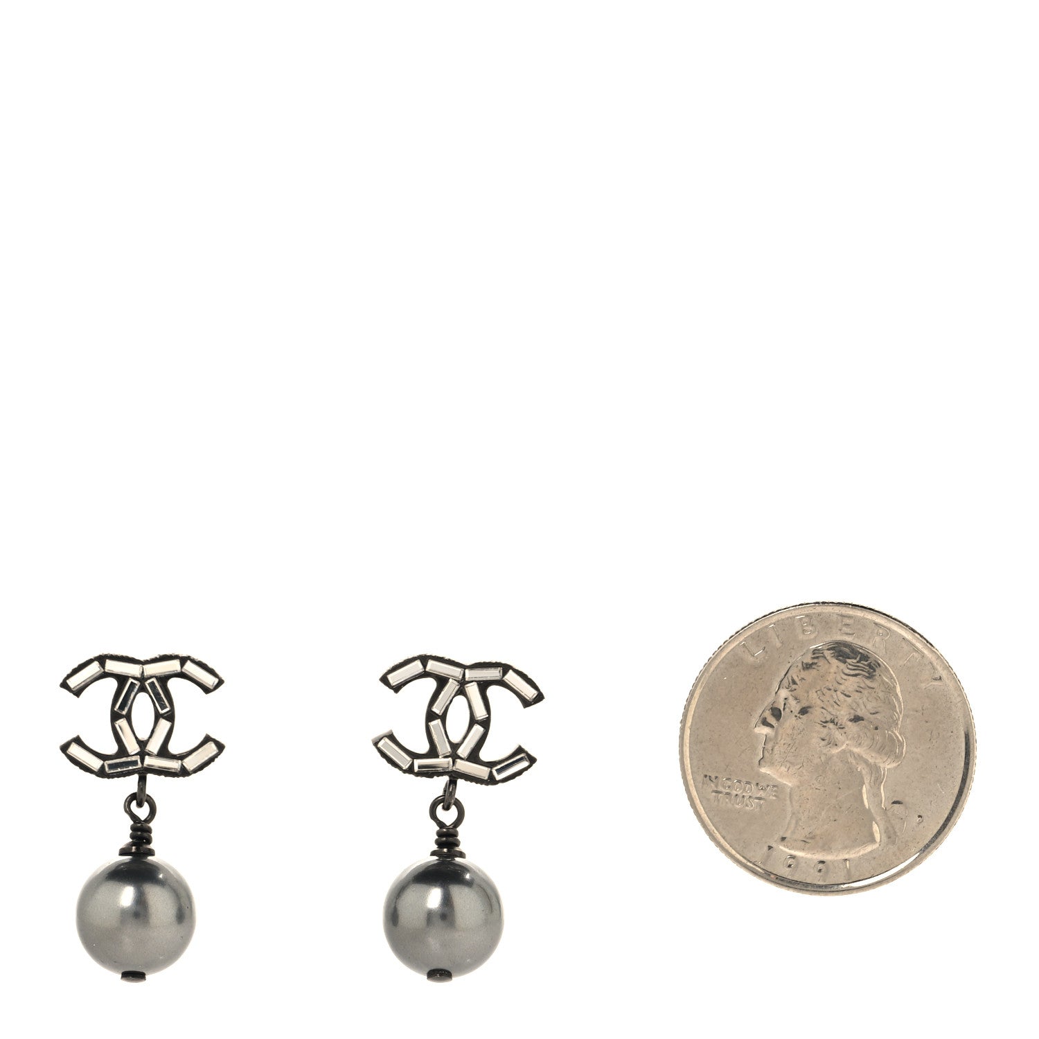 Chanel Ruthenium CC Drop Earrings 2 of 4
