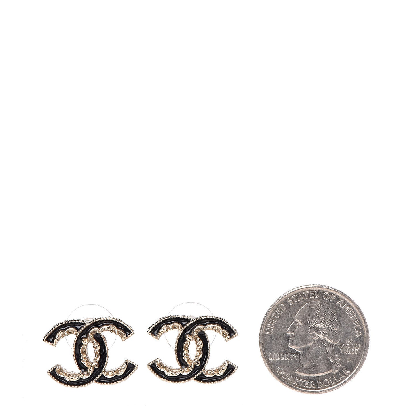 Enamel CC Baroque Earrings Black Gold