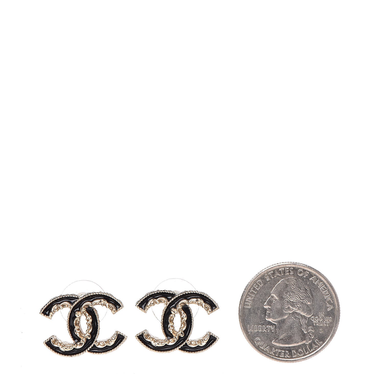 Chanel Enamel CC Baroque Earrings Black Gold 2 of 4