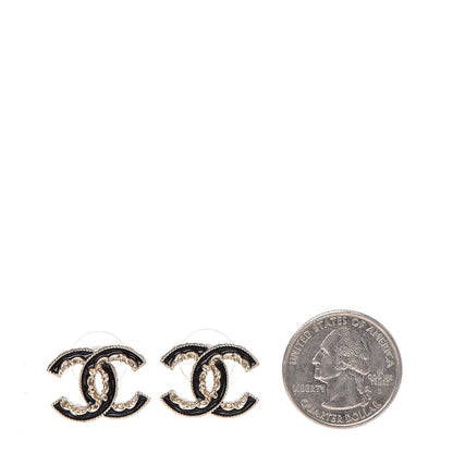 Chanel Enamel CC Baroque Earrings Black Gold 2 of 4