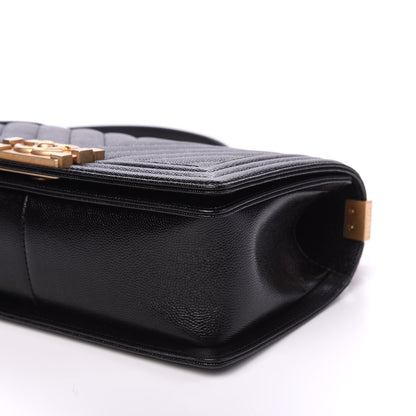 Chanel Caviar Chevron Quilted Medium Boy Flap Black 6 of 9