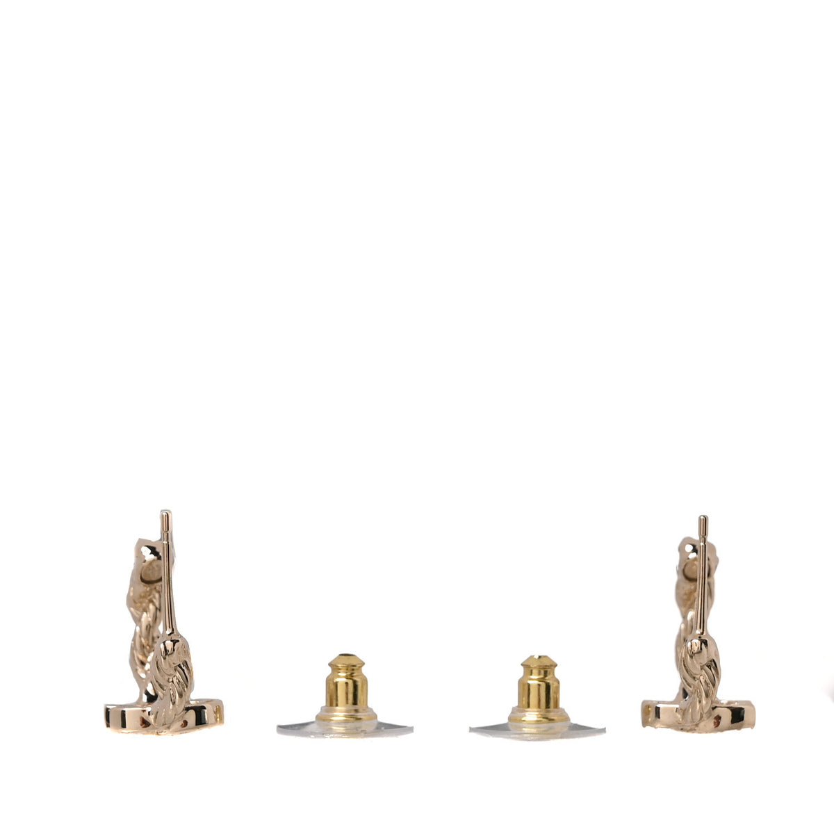 Chanel Metal Crystal Twist CC Hoop Earrings Gold 3 of 5