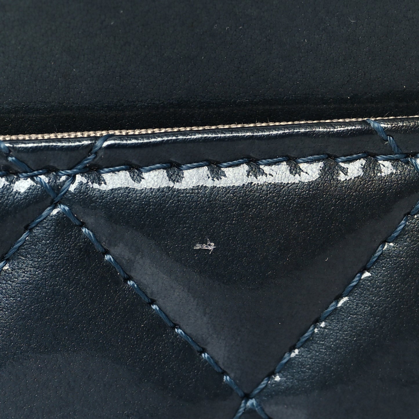 Patent Quilted Brilliant Wallet On Chain WOC Blue