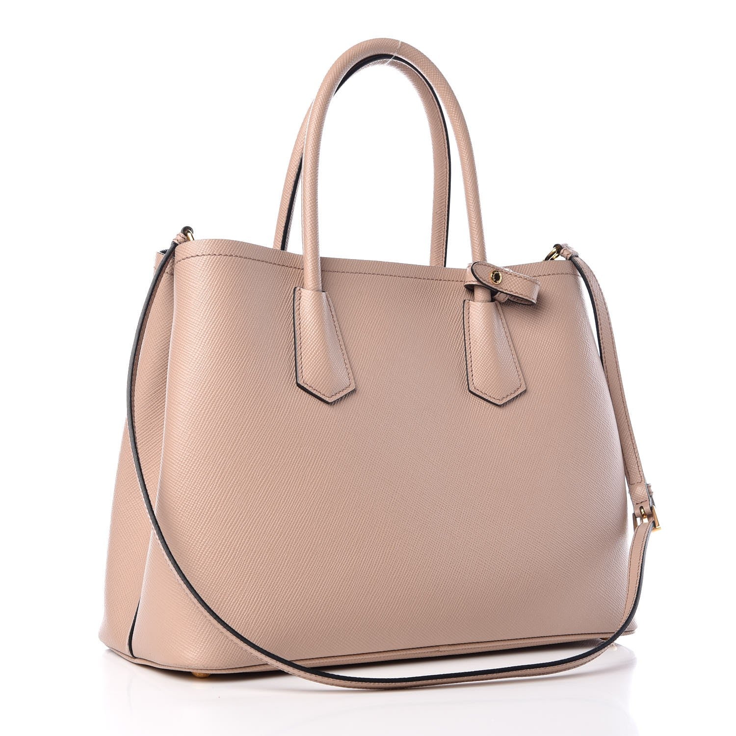 Prada Saffiano Cuir Medium Double Bag Cammeo Black 4 of 17