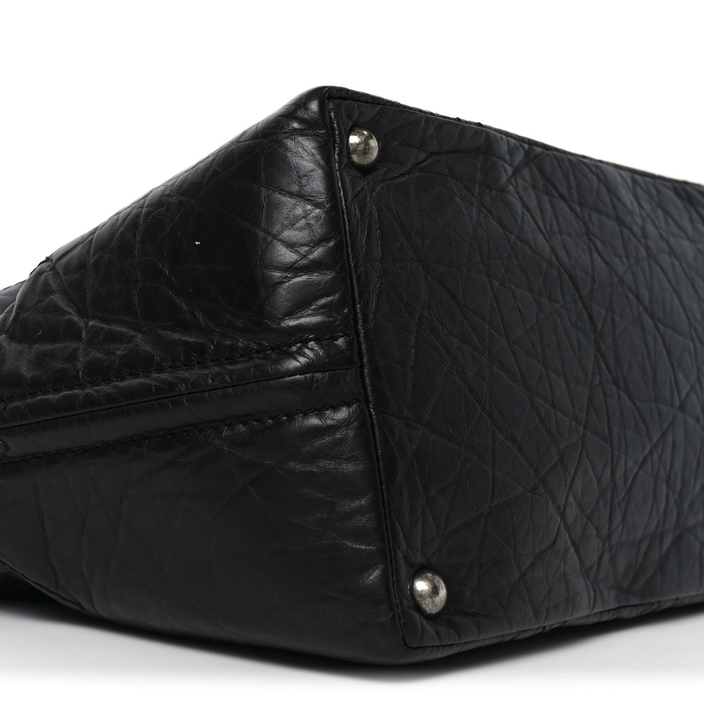 Aged Calfskin Small Shopping in Moscow Tote Black
