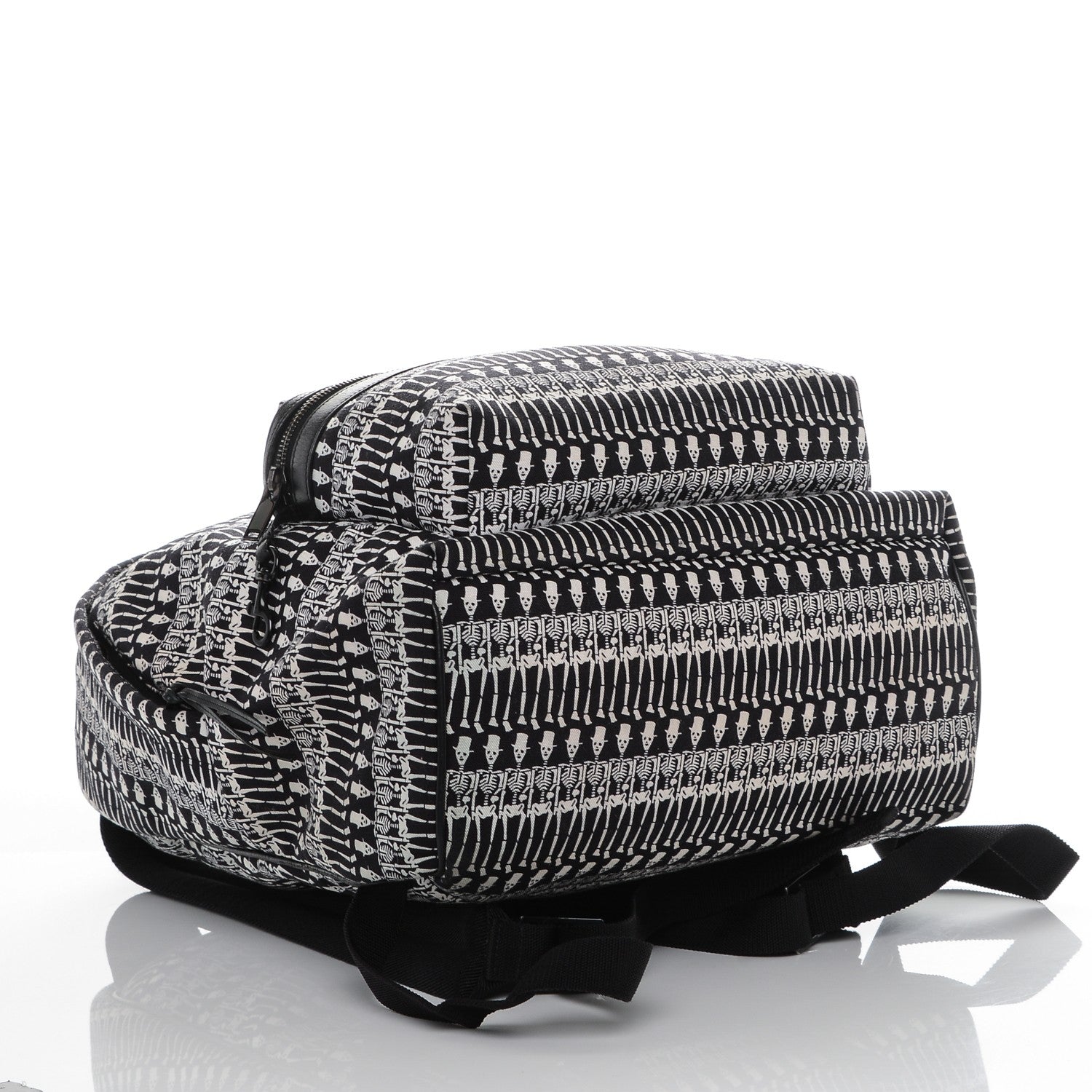 Saint Laurent Nylon City Skeleton Print Backpack Black White 4 of 6