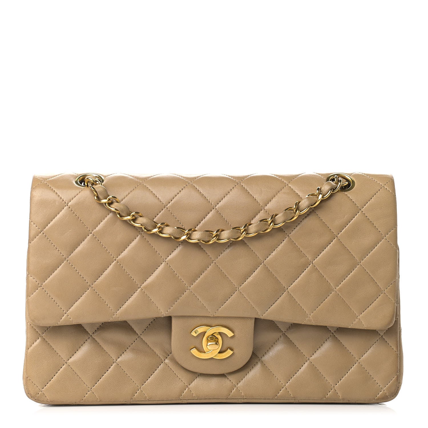 Chanel Lambskin Quilted Medium Double Flap Beige 1 of 23
