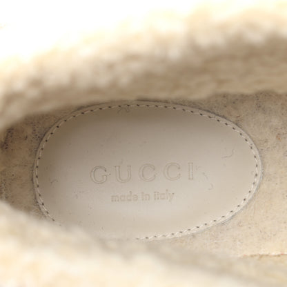 Gucci Optical Tweed Faux Shearling Houndstooth Victor Lace Up Ankle Boots 39.5 White Black 7 of 7