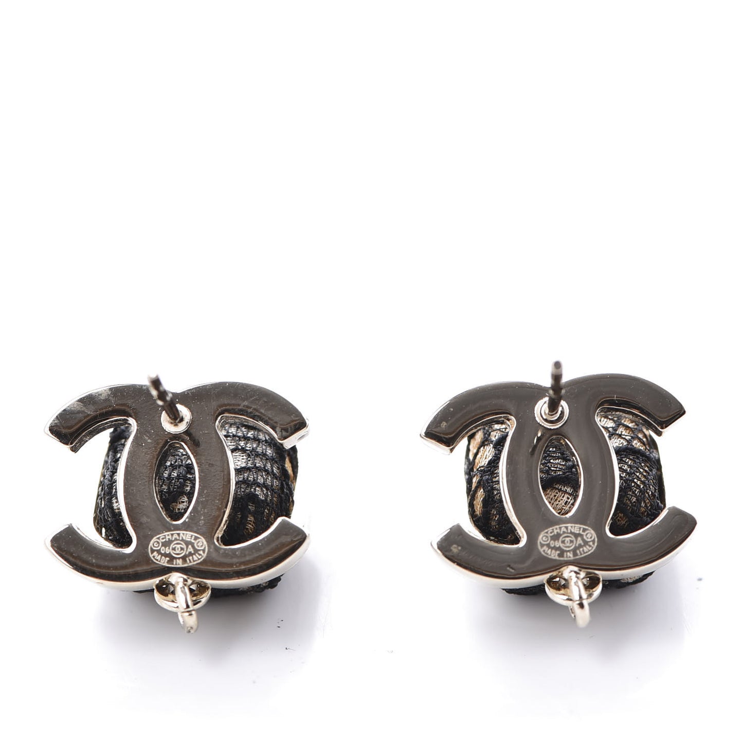 Resin Enamel CC Drop Earrings Black Gold