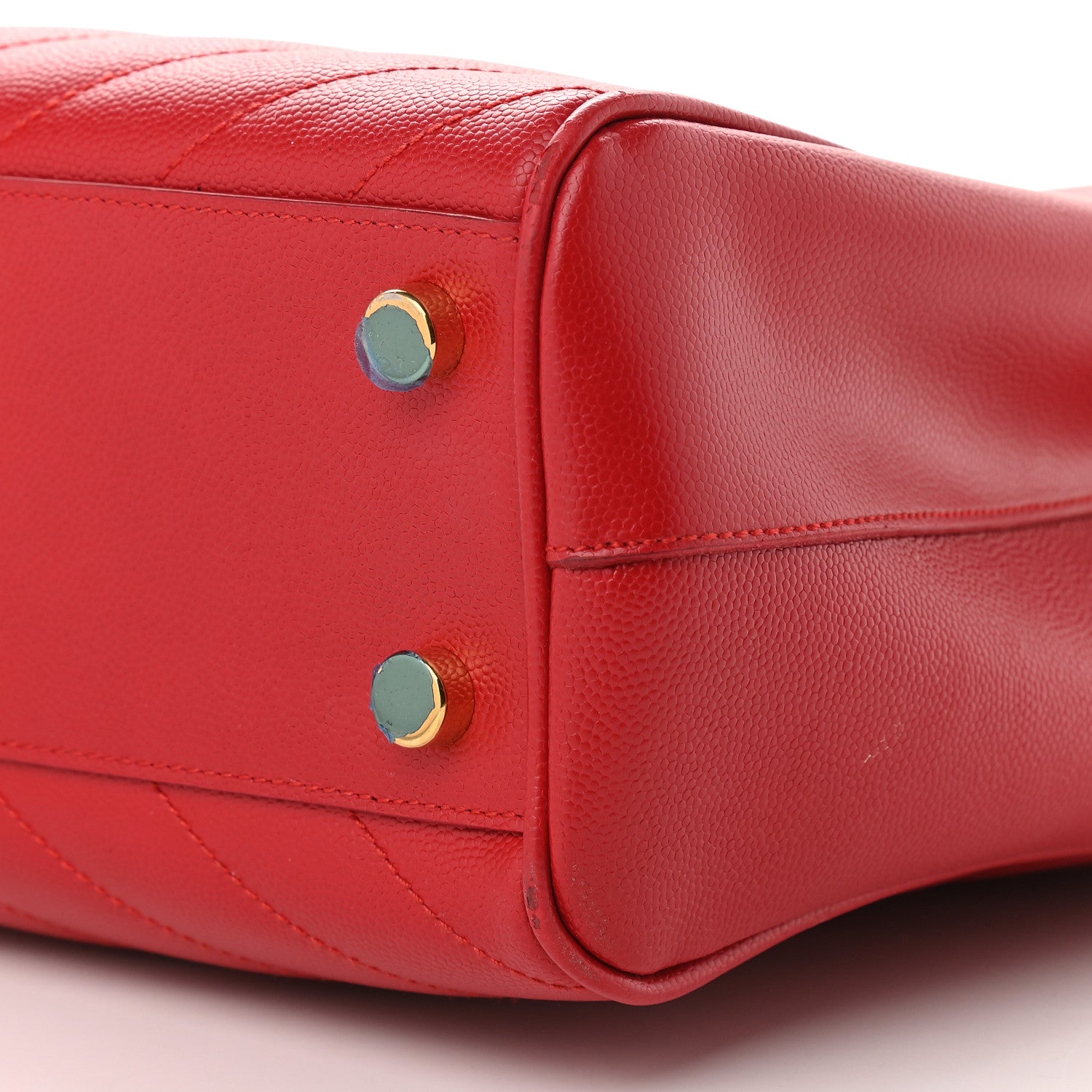 Saint Laurent Grain De Poudre Matelasse Chevron Monogram Shopping Bag Red 8 of 10