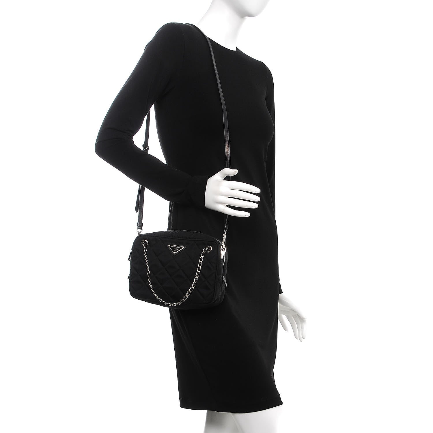 Prada Nylon Tessuto Impuntu Quilted Bandoliera Crossbody Bag Black 2 of 7
