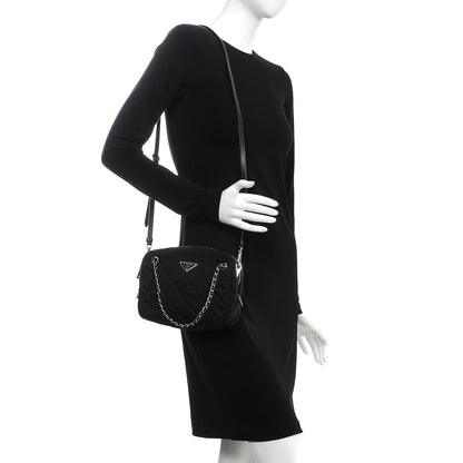 Prada Nylon Tessuto Impuntu Quilted Bandoliera Crossbody Bag Black 2 of 7