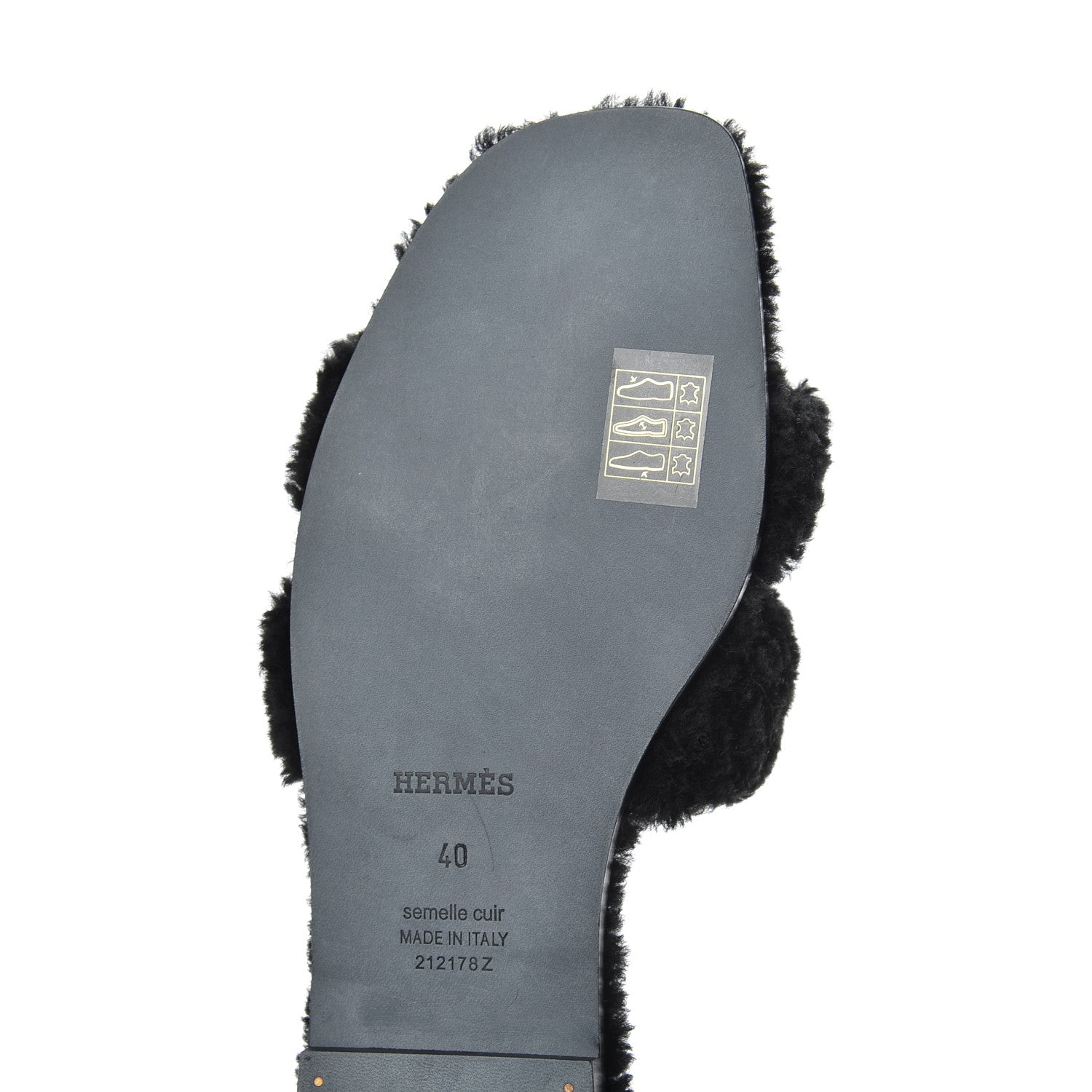 Hermes Woolskin Oran Sandals 40 Black 8 of 13