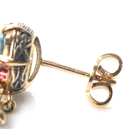 Gucci 18K Yellow Gold Diamond Aquamarine Pink Tourmaline Le Marché des Merveilles Feline Drop Earrings 4 of 6