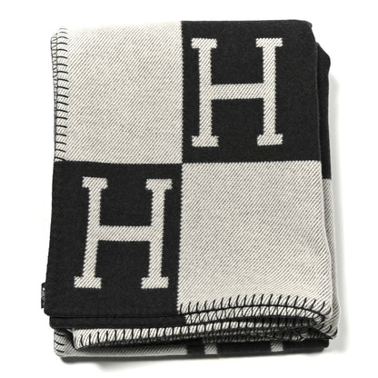 Hermes Wool Cashmere Avalon III Blanket Ecru Gris Fonce 1 of 3