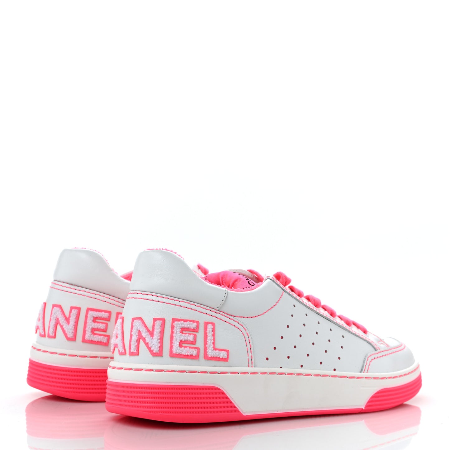 Calfskin Womens Logo Sneakers 39 Fuchsia White