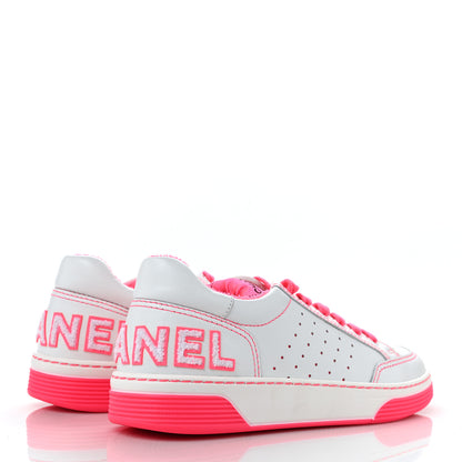 Chanel Calfskin Womens Logo Sneakers 39 Fuchsia White 4 of 7