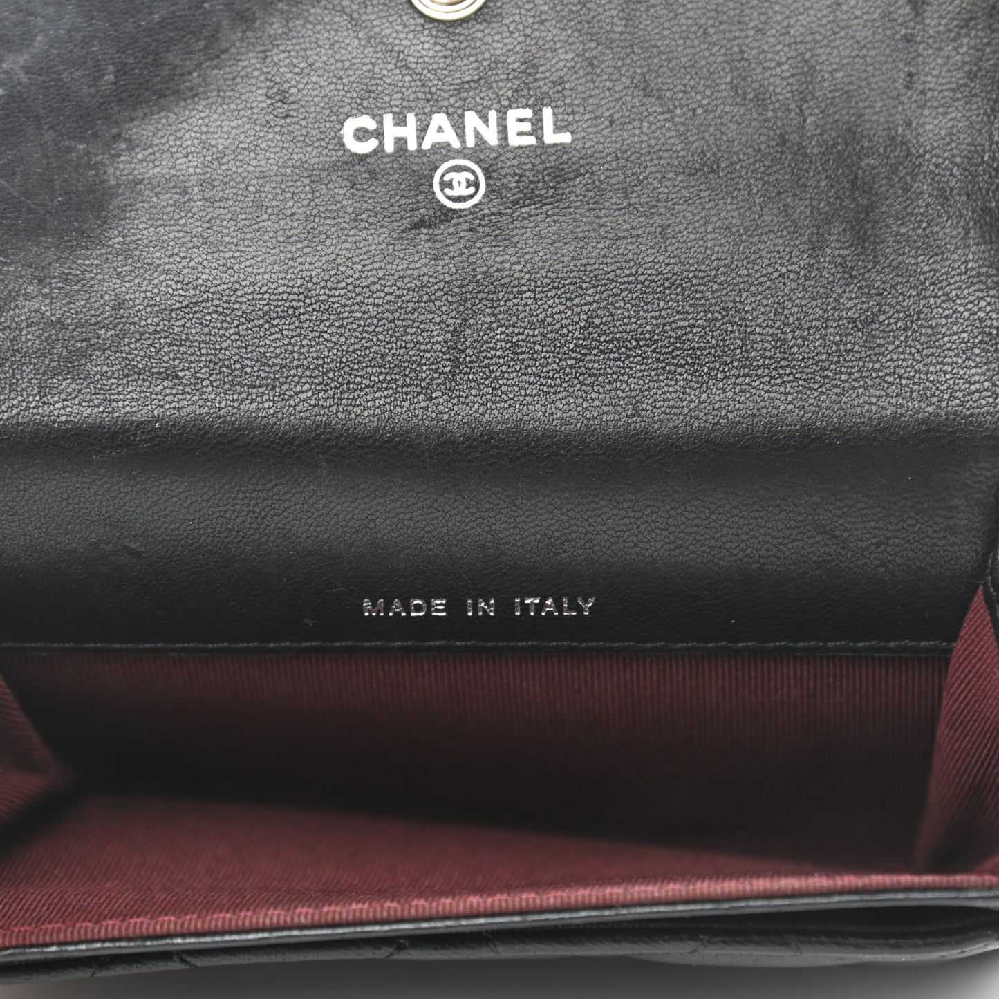 Lambskin Quilted Flap Card Holder Black