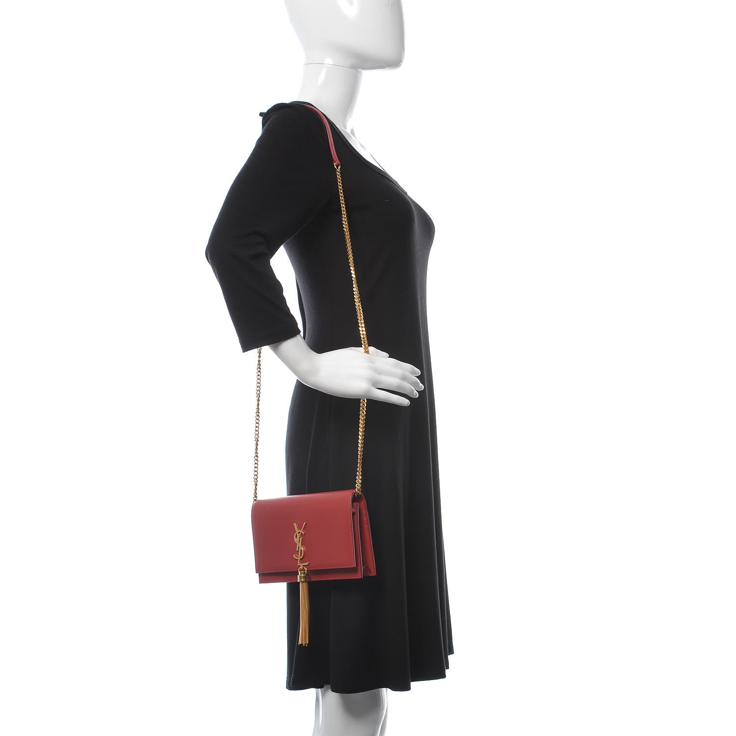 Saint Laurent Smooth Calfskin Classic Monogram Kate Tassel Chain Wallet New Lipstick 2 of 7