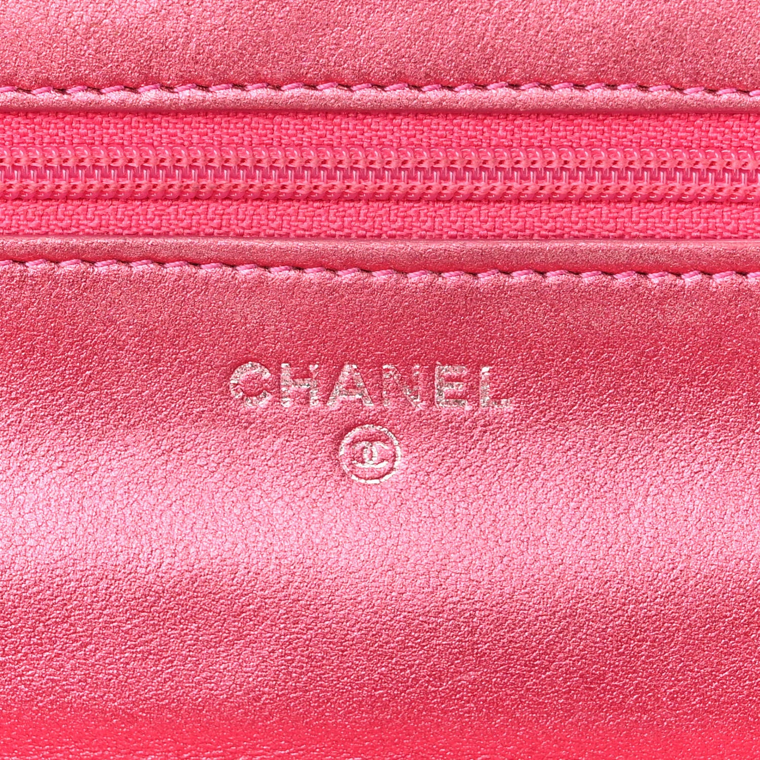 Chanel Metallic Patent Calfskin Quilted Boy Wallet On Chain WOC Fuchsia 6 of 13