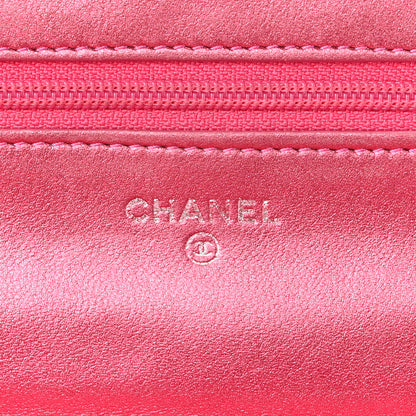 Chanel Metallic Patent Calfskin Quilted Boy Wallet On Chain WOC Fuchsia 6 of 13