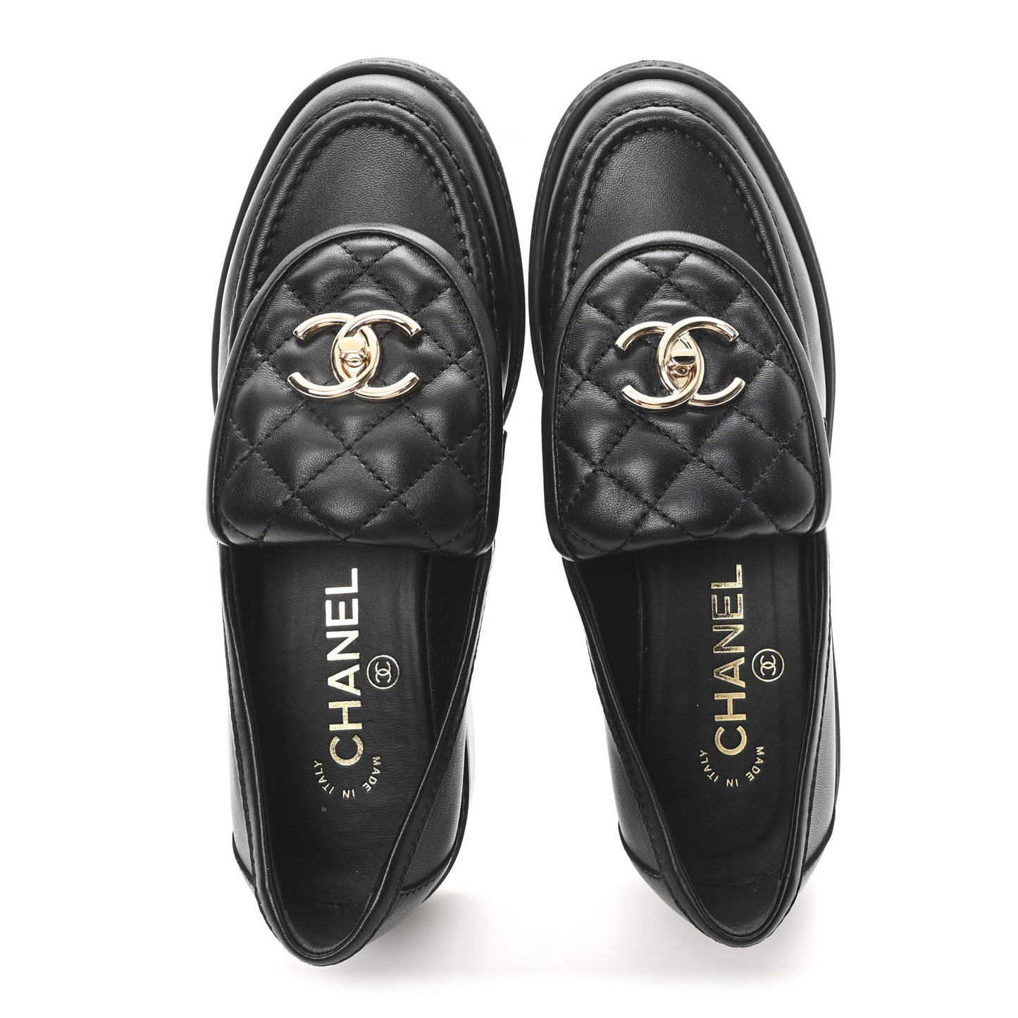 Lambskin Quilted CC Turnlock Loafers 36 Black