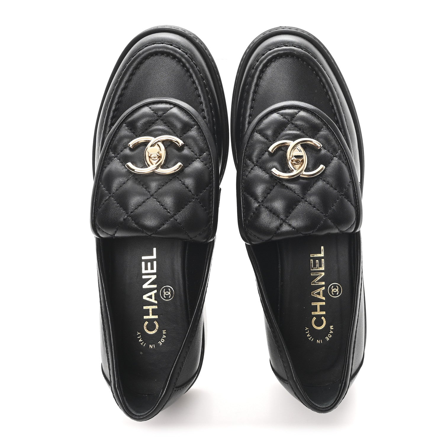 Chanel Lambskin Quilted CC Turnlock Loafers 36 Black 2 of 10