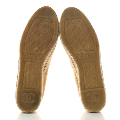 Chanel Laminated Lambskin Grosgrain CC Espadrilles 37 Gold Black 5 of 10
