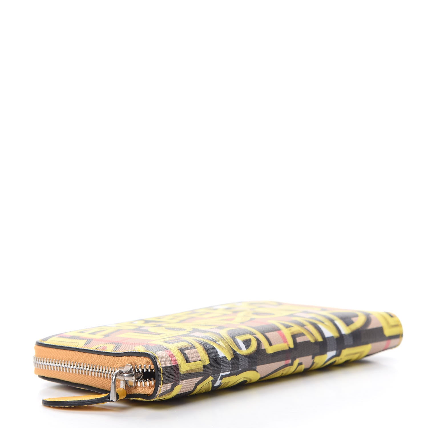 Burberry Vintage Check Graffiti Print Zip Around Wallet Yellow 4 of 10