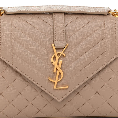 Saint Laurent Grain De Poudre Textured Mixed Matelasse Medium Triquilt Monogram Satchel Dark Beige 7 of 9