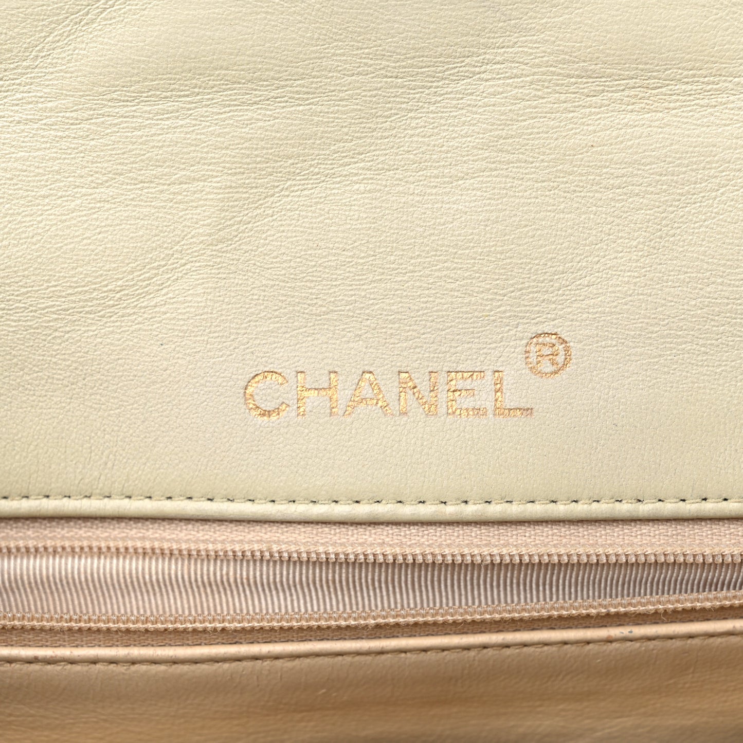 Lambskin Quilted Small Single Flap Beige