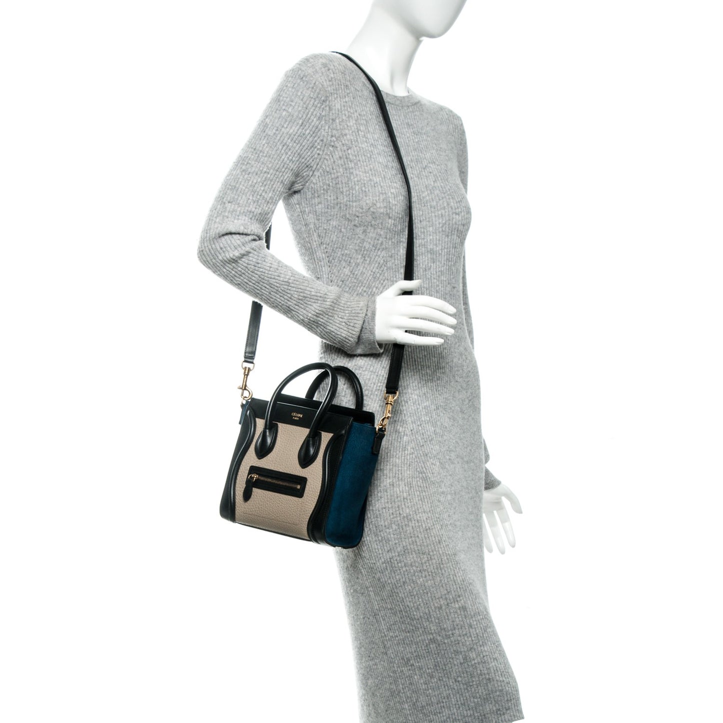 Bullhide Calfskin Suede Nano Tri-Color Luggage Multicolor