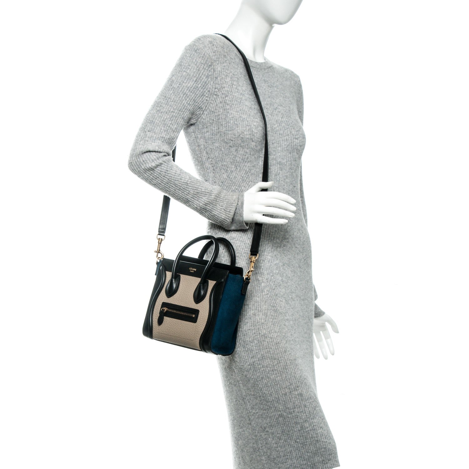 Celine Bullhide Calfskin Suede Nano Tri-Color Luggage Multicolor 2 of 6