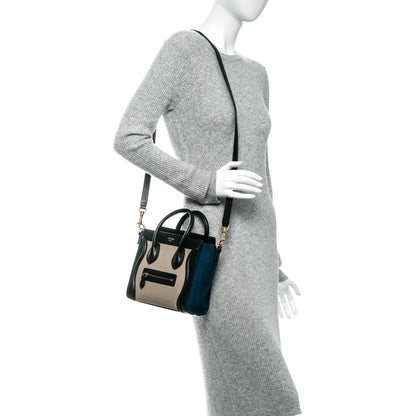 Celine Bullhide Calfskin Suede Nano Tri-Color Luggage Multicolor 2 of 6
