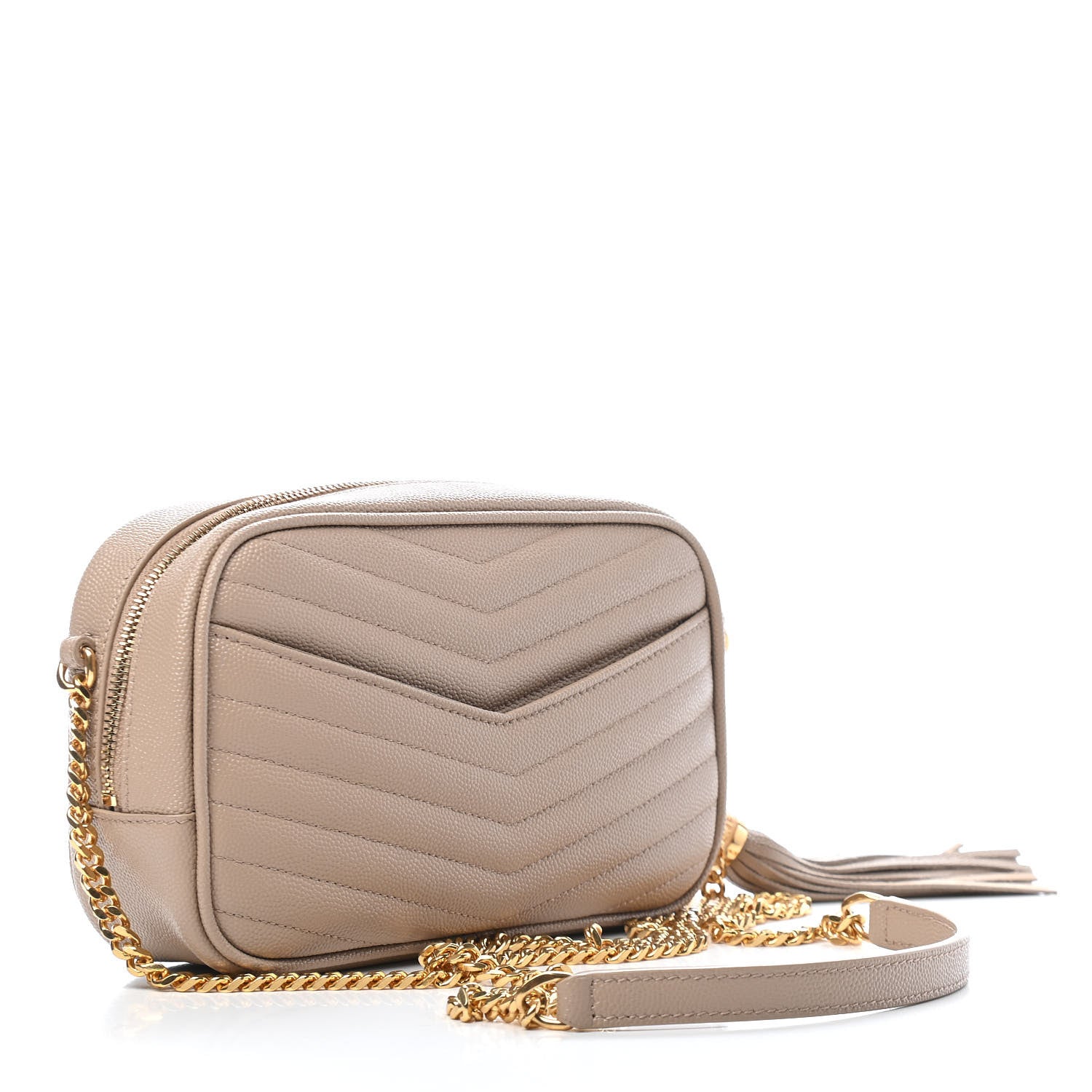 Saint Laurent Grain De Poudre Matelasse Monogram Mini Lou Camera Bag Dark Beige 2 of 7