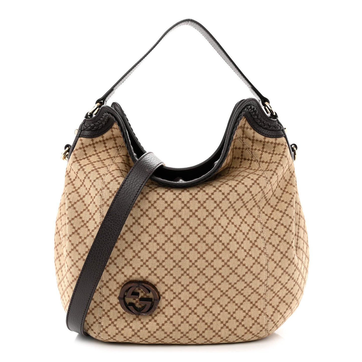 Canvas Diamante Hobo Dark Brown
