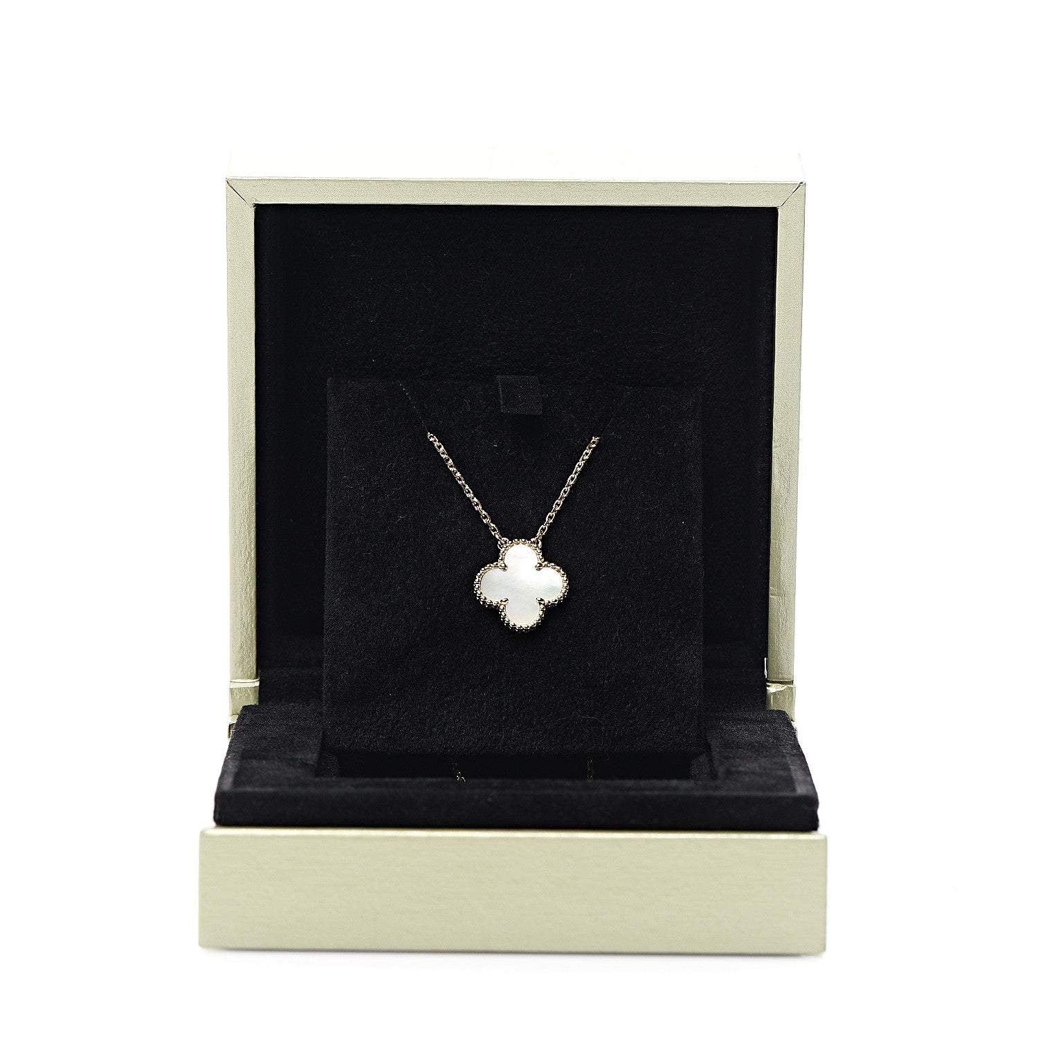 Van Cleef & Arpels 18K Yellow Gold Mother of Pearl Vintage Alhambra Pendant Necklace 5 of 5