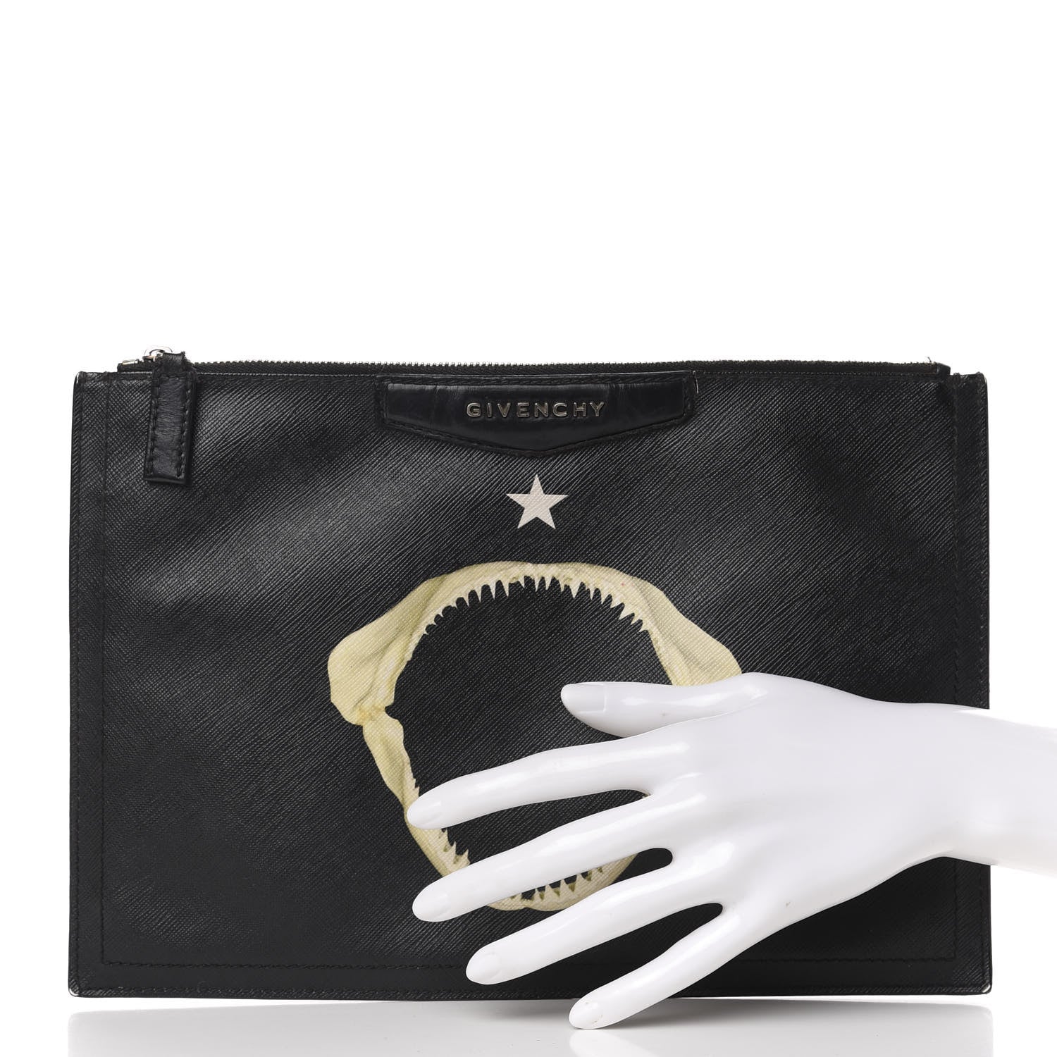 Givenchy Textured Coated Canvas Medium Antigona Shark Jaw Cosmetic Pouch Black 2 of 16