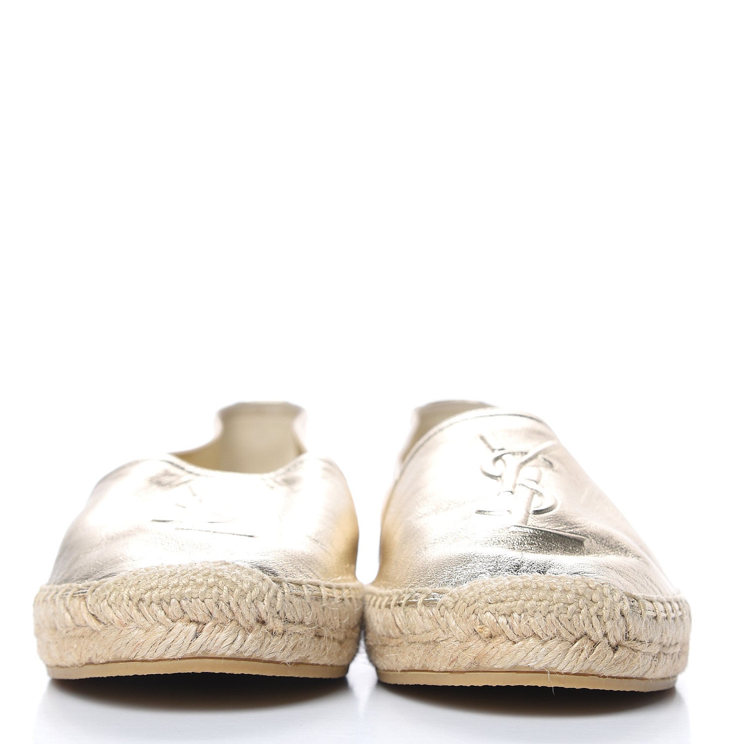 Saint Laurent Metallic Lambskin Monogram Espadrilles 37 Gold 2 of 8