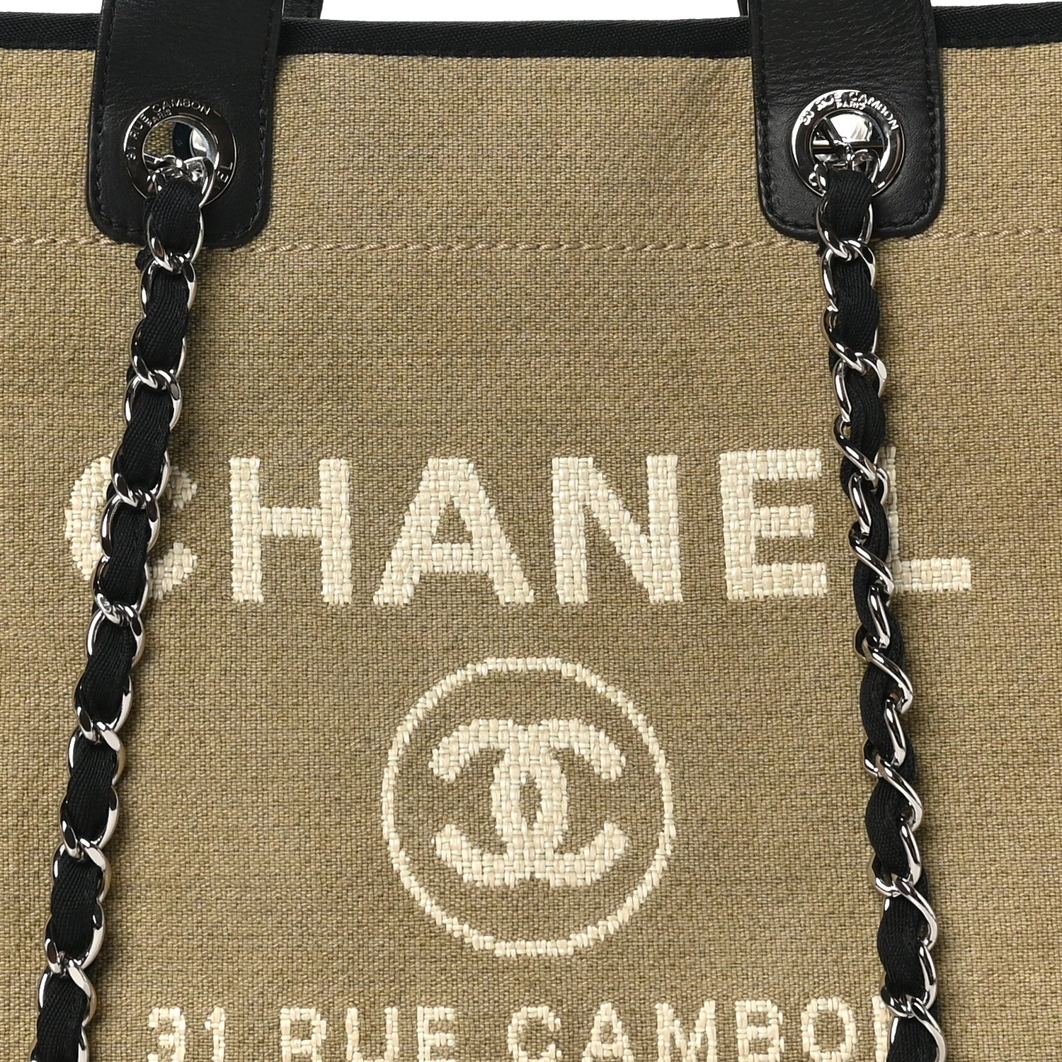 Chanel Canvas Medium Deauville Tote Beige Black 8 of 10
