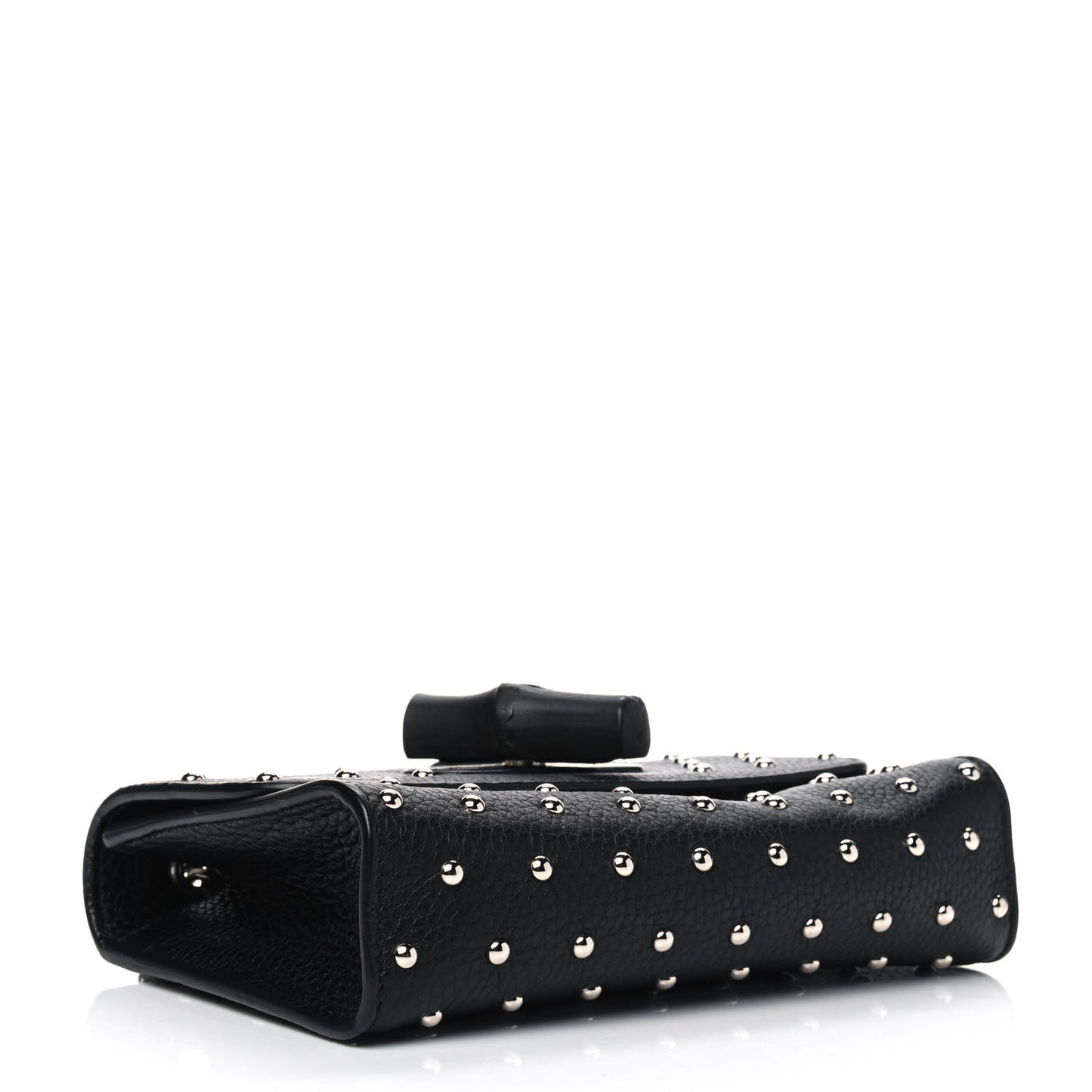 Calfskin Small Studded Miss Bamboo Shoulder Bag Black