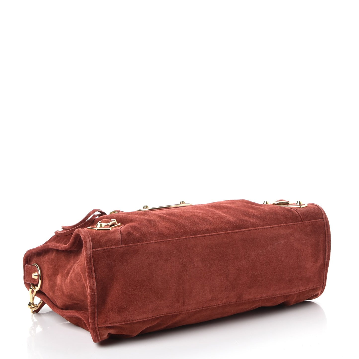 Baby Daim Suede Gold Metallic Edge Hardware City Bois De Rose Fonce