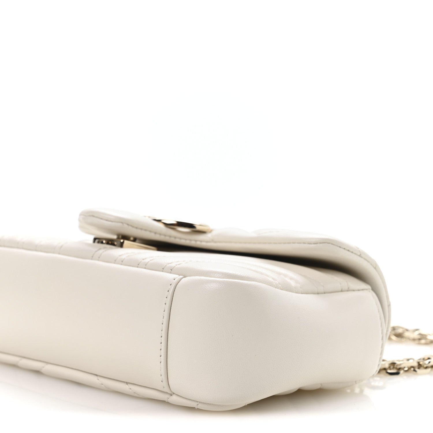 Gucci Lambskin Matelasse Small GG Marmont Shoulder Bag White