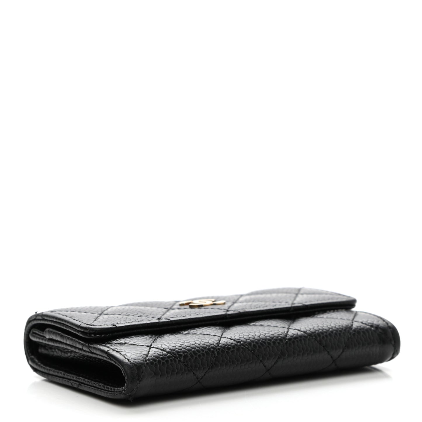 Caviar Quilted Flap Card Holder Black