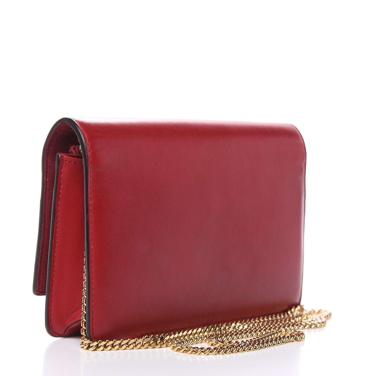 Fendi Vitello Century Eyebrow Monster Eyes Embossed Tube Wallet on Chain Fragola 3 of 11