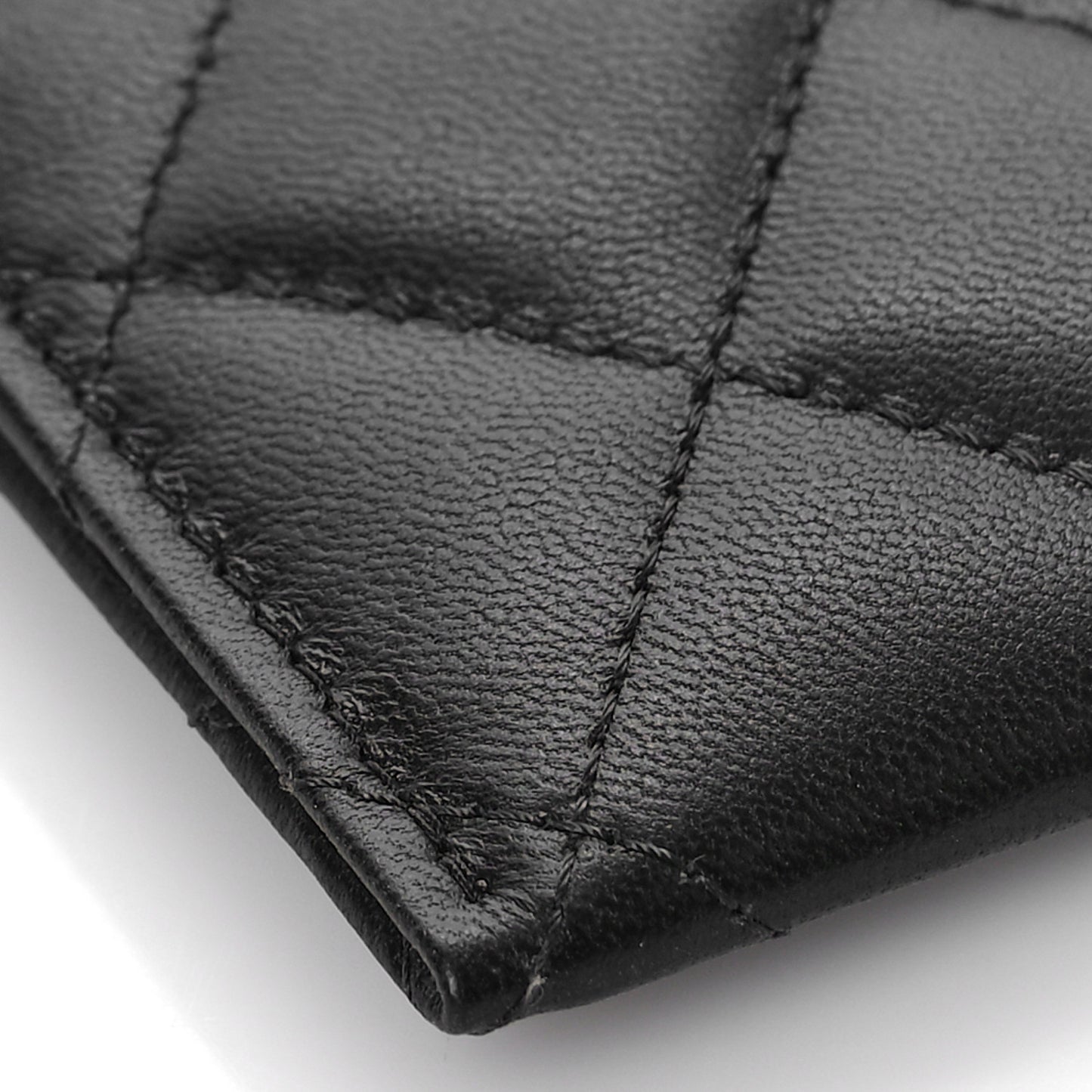 Lambskin Quilted Card Holder Black