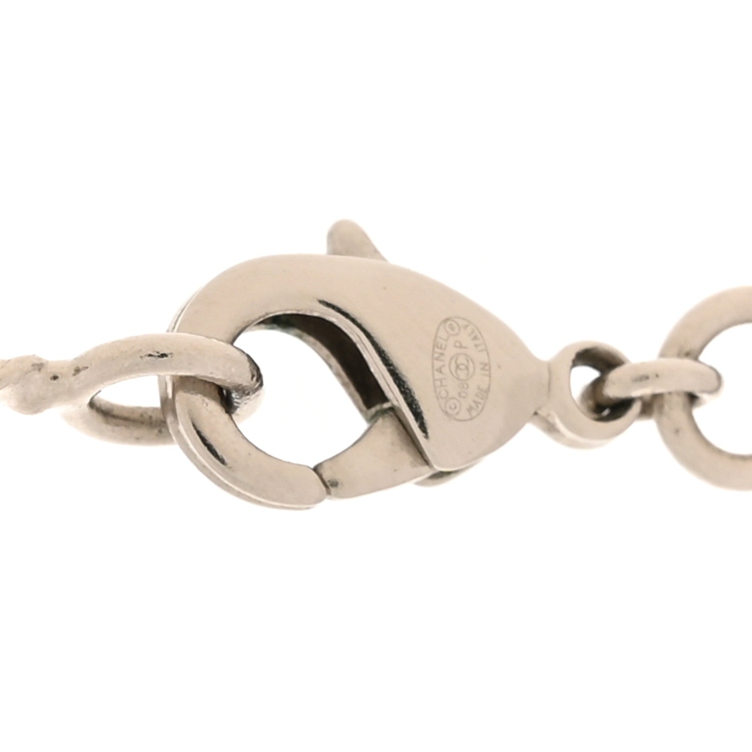 Chanel Crystal Large CC Pendant Necklace Silver 4 of 5