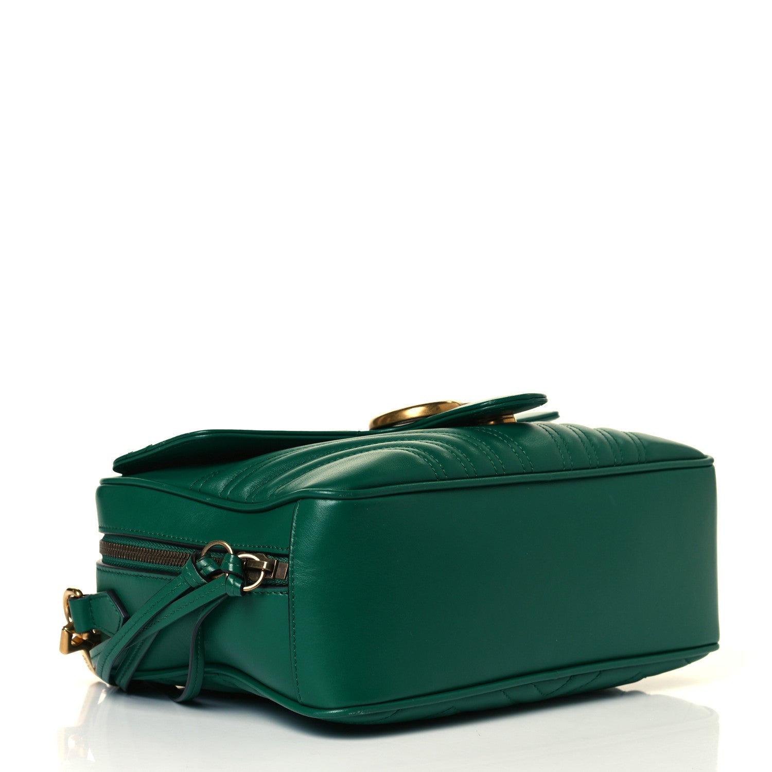 Gucci Calfskin Matelasse Sylvie Web Small GG Marmont Top Handle Shoulder Bag Emerald 4 of 18
