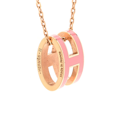 Hermes Lacquered Rose Gold Pop H Pendant Necklace Rose Azalee 4 of 5