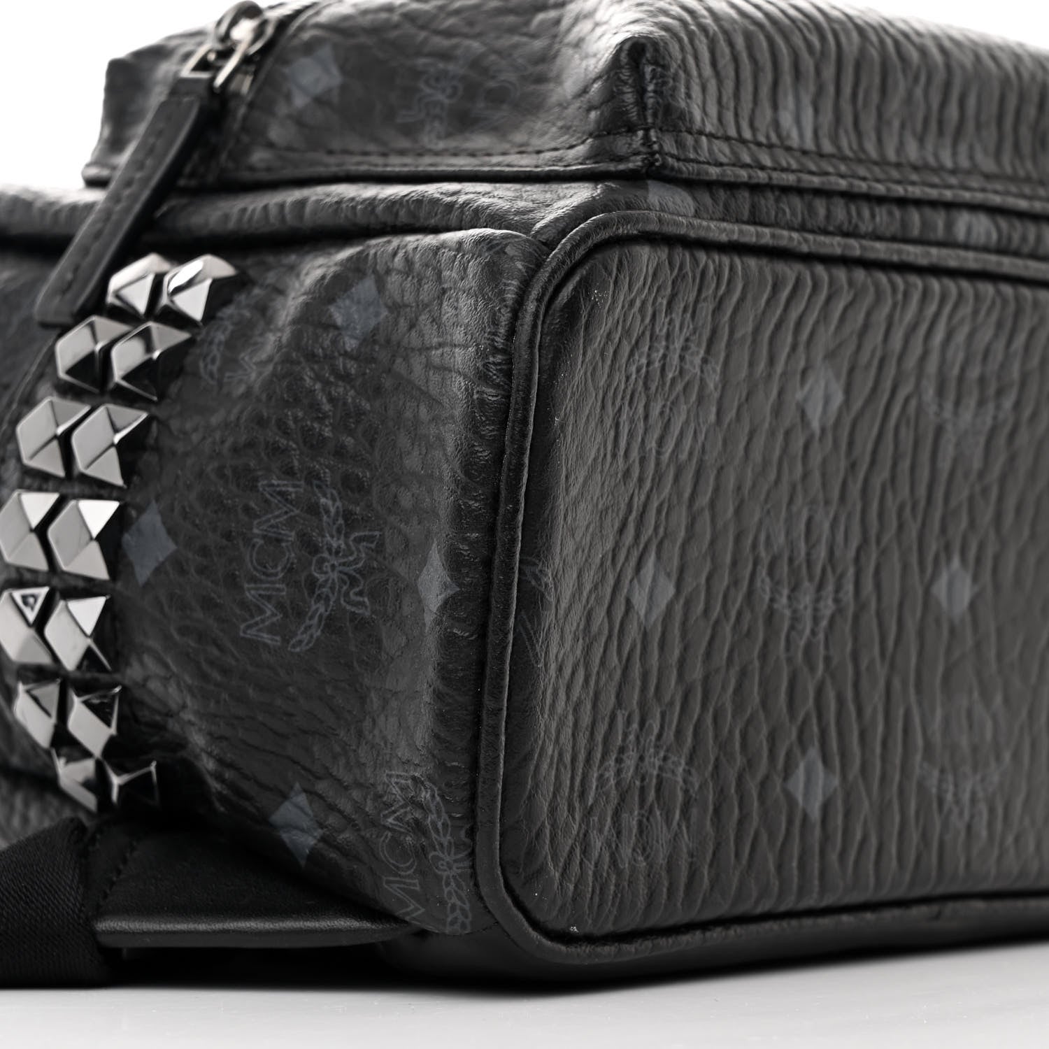 MCM Visetos Side Stud Mini Stark Backpack Black 9 of 10